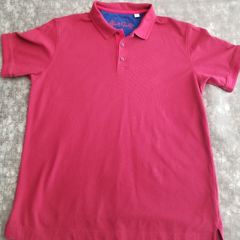 Robert Graham Short-Sleeve Burgundy Polo Shirt Men's Large